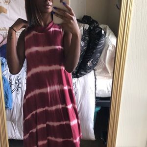 Red and white tie dye dress